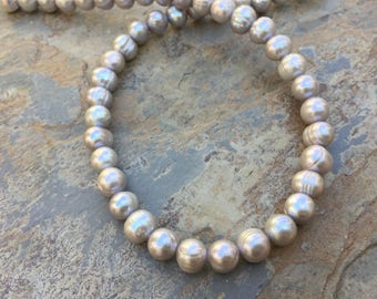 Large Silver Pearl Beads, Potato Pearls, Silver Pearls, 10mm approx., 16 inch strand