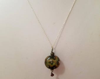 Lampwork Bubble Pendant on Sterling Silver Chain