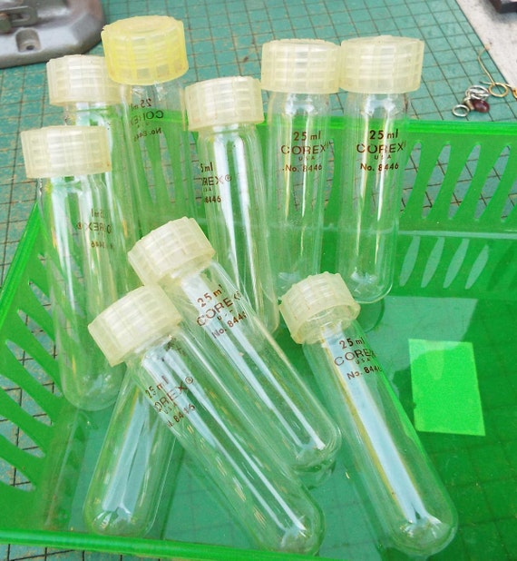 2 Corex Centrifuge Tubes 25ML with screw cap vintage lab