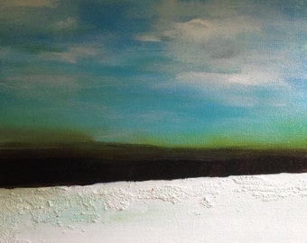 8"x8"x2" Abstract Seascape Mixed Media Painting