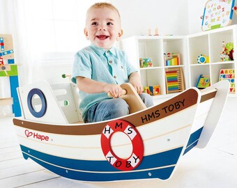 Personalised Rocking Boat, rocking toy,toy boat,rocking boat, personalised christening toy, sit on boat, wooden rocking boat,