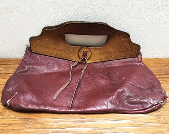 Eggplant-colored vintage handbag