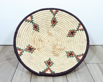 Vintage Woven Southwestern Coil Basket | Basket Wall Decor | Bohemian Decor | Large Woven Basket | Fruit Bowl | Basket Wall Hanging