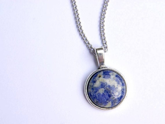 Natural Sodalite Jewelry, Gemstone Necklace, Pendant Cabochon, Healing Crystals, Sodalite gift for her