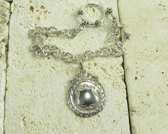 Sterling English Medal, English Medal, Antique Medal, Hallmarked Medal, English Hallmark, Medal Pendant, Medal Charm, For a Champion