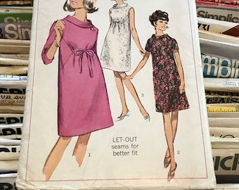 Simplicity 1960s Maternity Dress Sewing Pattern / Vintage 60s Misses Maternity Dress / Size 12, Bust 32 / 6590 / RARE FIND!