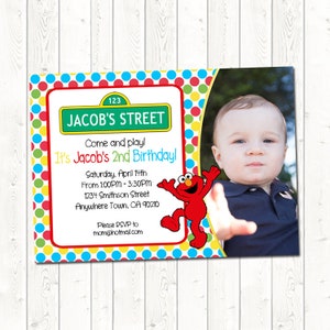 Elmo Birthday Invitation with Picture, Elmo Birthday Invitation, Sesame Street Birthday Invitation, Digital Download JPEG File, You Print