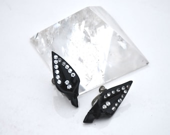 Vintage Lucite and Rhinestone Earrings