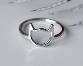 Cat Ring - handmade - Sterling Silver 925 - Bague silhouette tête de chat - Jewelry by Katstudio