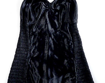 Vintage 1930s fabulous burlesque style black satin swimsuit