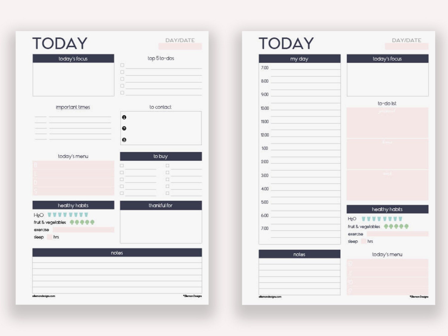 two-a5-daily-planners-printable-inserts-refills-also-fits