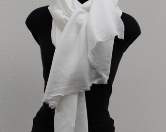 Silk Cashmere Scarf - White