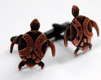 Turtle cufflinks in copper finish
