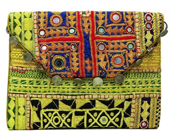 Vintage Bohemian Gypsy Clutch, Banjara Afghani Fabric