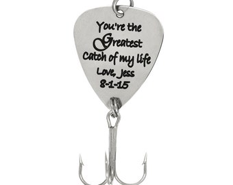 LGU(TM) Monogrammed Personalized Hook Fishing Lure "You are the Greatest Catch of my Life" with Name and Personal Date