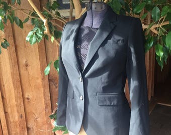 Small womens black dress coat// formal black blazer//button down jacket