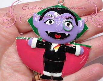2" Count Dracula Inspired Charm, Sesame Street Inspired, Chunky Pendant, Keychain, Bookmark, Zipper Pull, Chunky Jewelry, Purse Charm