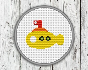 Little Yellow Submarine Counted Cross Stitch Pattern, Needlepoint Pattern - PDF, Instant Download