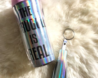 Holographic Leather Tassel Keychain