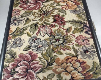 Ladies Briefcase Attache Metal Tapestry Underarm Handleless 13.5"x10"x2" 1989