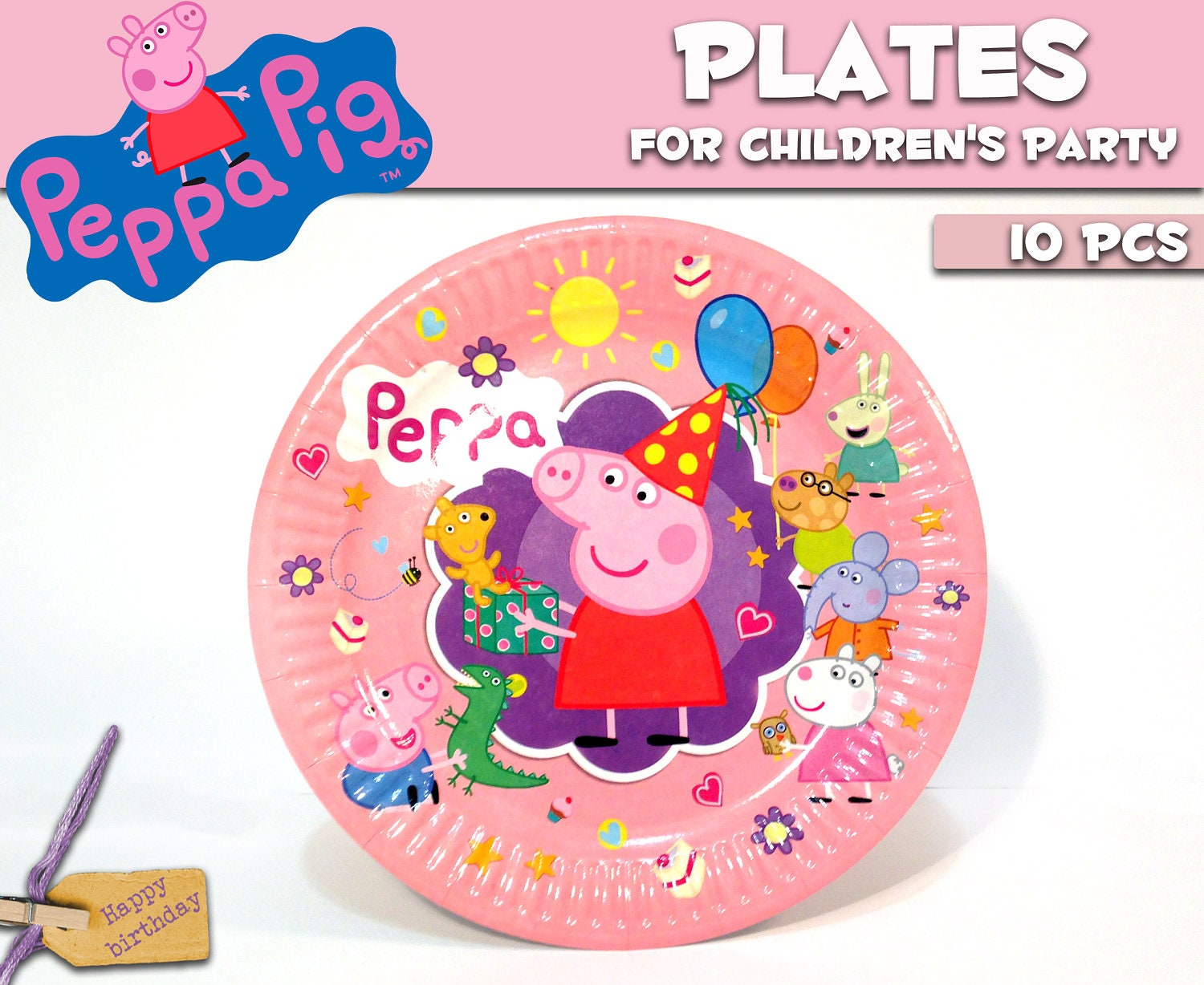 Paper plates Peppa Pig 10 pcs. Paper plates for children's