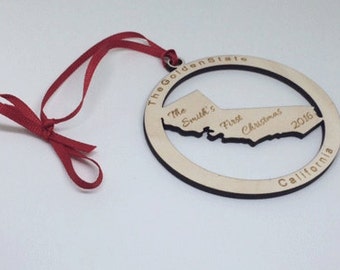 california ornament, california Christmas, california Gift, california Home Decor, First California Christmas, california home gift