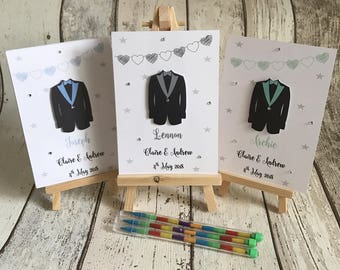Personalised A6 Wedding Activity Pack Suit Design Children's Gift Favour Kids Activity Kids Wedding Favour