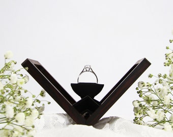 Thin engagement ring box, wedding ring box, anniversary gift, wooden ring box, hand made proposal box, Wenge (Rectangle), Woodsbury