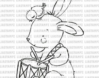 Digital stamp Easter Bunny. digistamp. Easter digi stamp.Bunny stamp.Bird digital stamp. LiaStampz