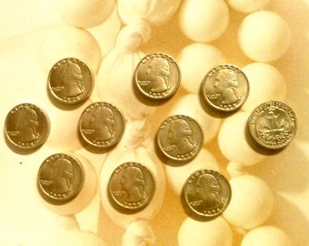 6 Silverplated Quarter Dollar Coin Charms
