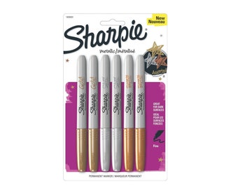 Metallic Sharpie Permanent Marker Fine Point Tip 6 Pack; Gold, Silver and Bronze Sharpie; Sharpie Metalic Drawing, Arts, Crafts Markers