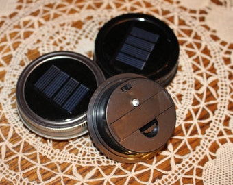 Mason Jar Solar Light Lid - Metal Ring - Color Changing LED - solar patio lights, solar light, outdoor solar lights, solar mason jar