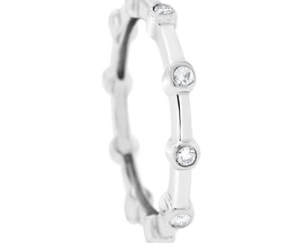 0.10 CT Natural Round Diamond Wedding Band in Solid 14k White Gold