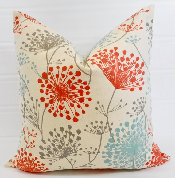 Items similar to Orange & Natural Pillow cover. Irish daisy Byram