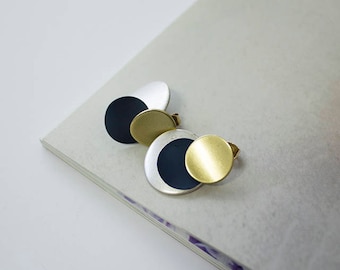 Matte circle 3 drop earrings