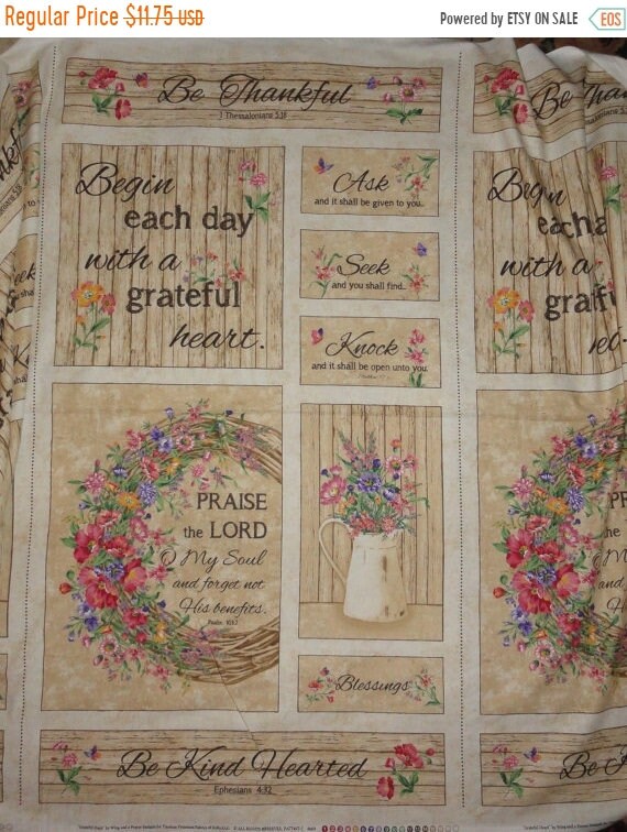 Items similar to Christian Fabric, Cotton Fabric, Scripture Reference