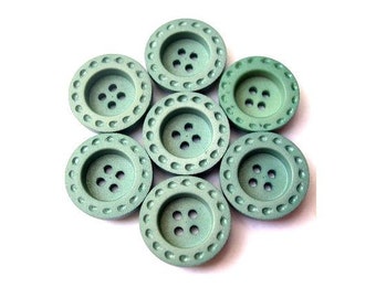 6 Buttons, antique vintage, plastic, unique blue 20mm