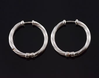 27.4mm Twist Rope Design Hoop Earrings Gold