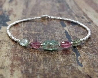 Watermelon Tourmaline Bracelet Womens Gift for Her Tourmaline Bracelets Beaded BraceletBead Bracelet Watermelon Tourmaline Jewrlry Wife Gift