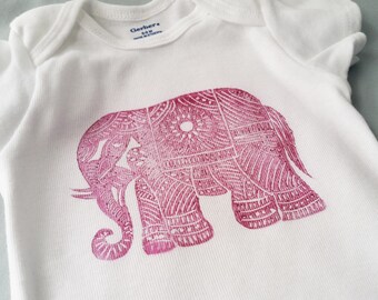 Burgundy Elephant Baby Onesie
