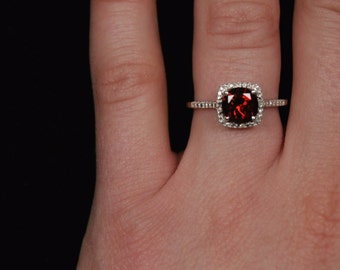 Garnet Birthstone Ring, January Birthstone, Red January Birthstone Ring, Sterling Silver