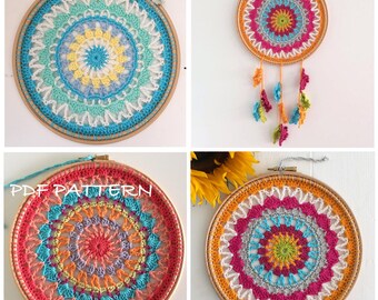 Crochet Pattern, Mandala Dream Catcher Sun Catcher, Crochet Mandala Pattern Doily pattern - Instant Download PDF Crochet Pattern Tutorial