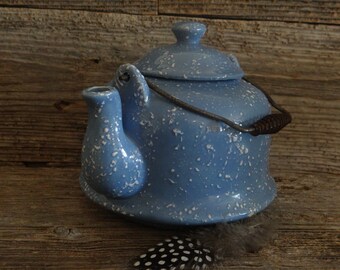 Vintage 1980's Handmade Kettle w/ Coiled Wire Handle