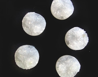 10 12mm resin drusy cabochons, white round druzy cabs, H36