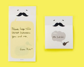 Secret sticky notes - Mustache, Funny Memo pad, Creative sticky notes, Memo notepad, Midori stationery