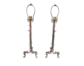 Vintage Panther and Bird Head Brass Table Lamps