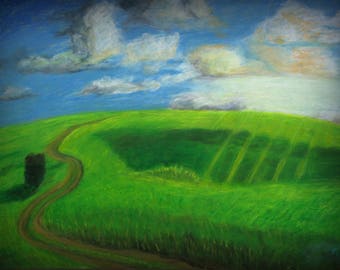 Bright Light Oil Pastel Painting