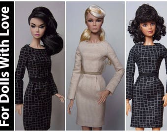 PDF Doll Clothes Pattern: Sheath Dress for Integrity Nu Face, Poppy Parker and Model Muse Barbie