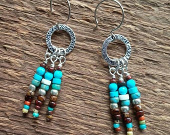 Boho Earrings, Dangle Earrings, Beaded Earrings, Bohemian Jewelry, Southwest earrings, Southwest Jewelry