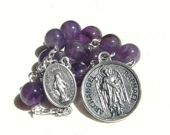 St. Raphael the Archangel Genuine Amethyst Stone Chaplet